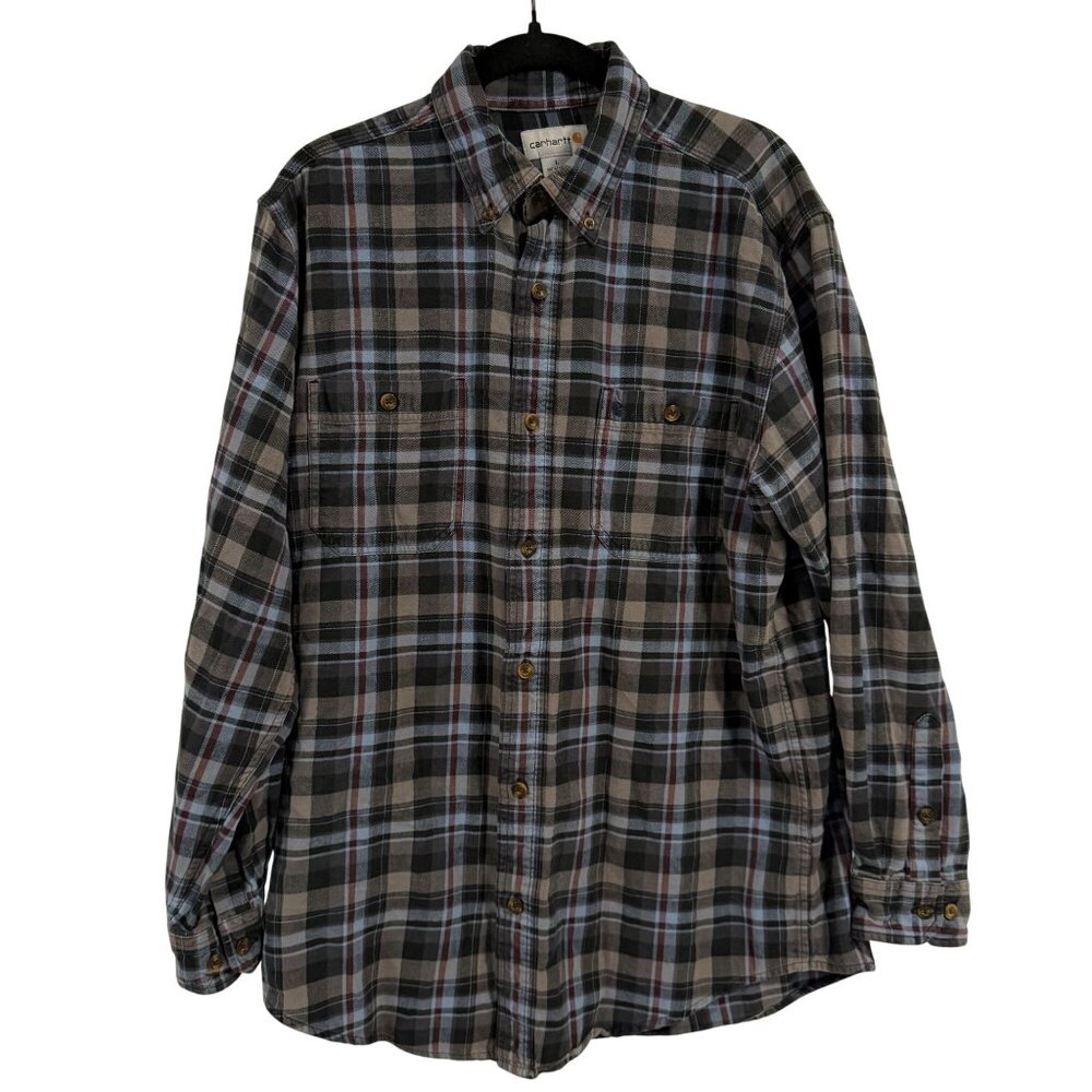 Carhartt Trumbull Long Sleeve Plaid Flannel Button Down‎ Shirt Men's Size L